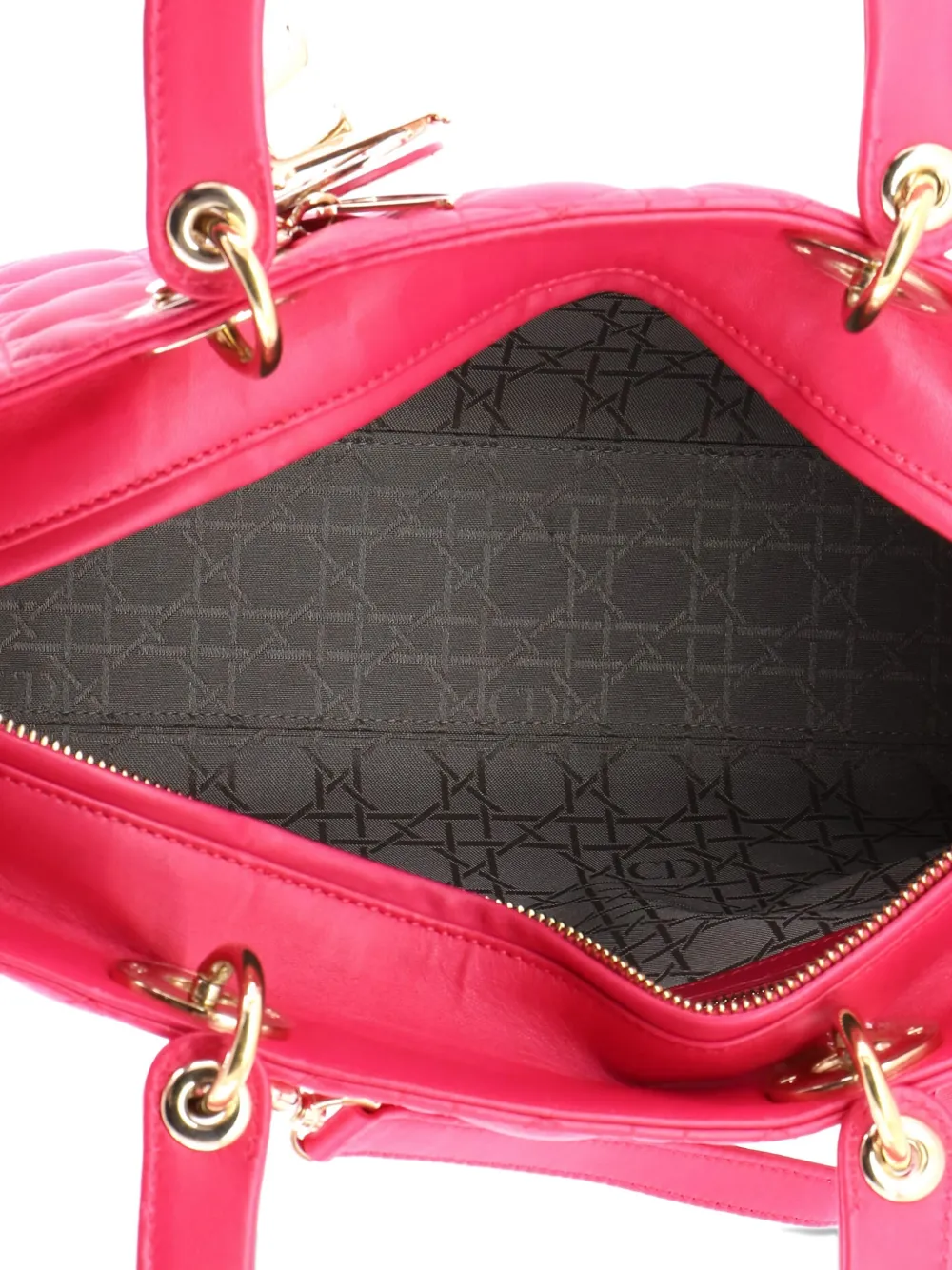 Pre-owned Dior Lady  Bag Cannage Quilt Lambskin Large Tote Bag In Pink