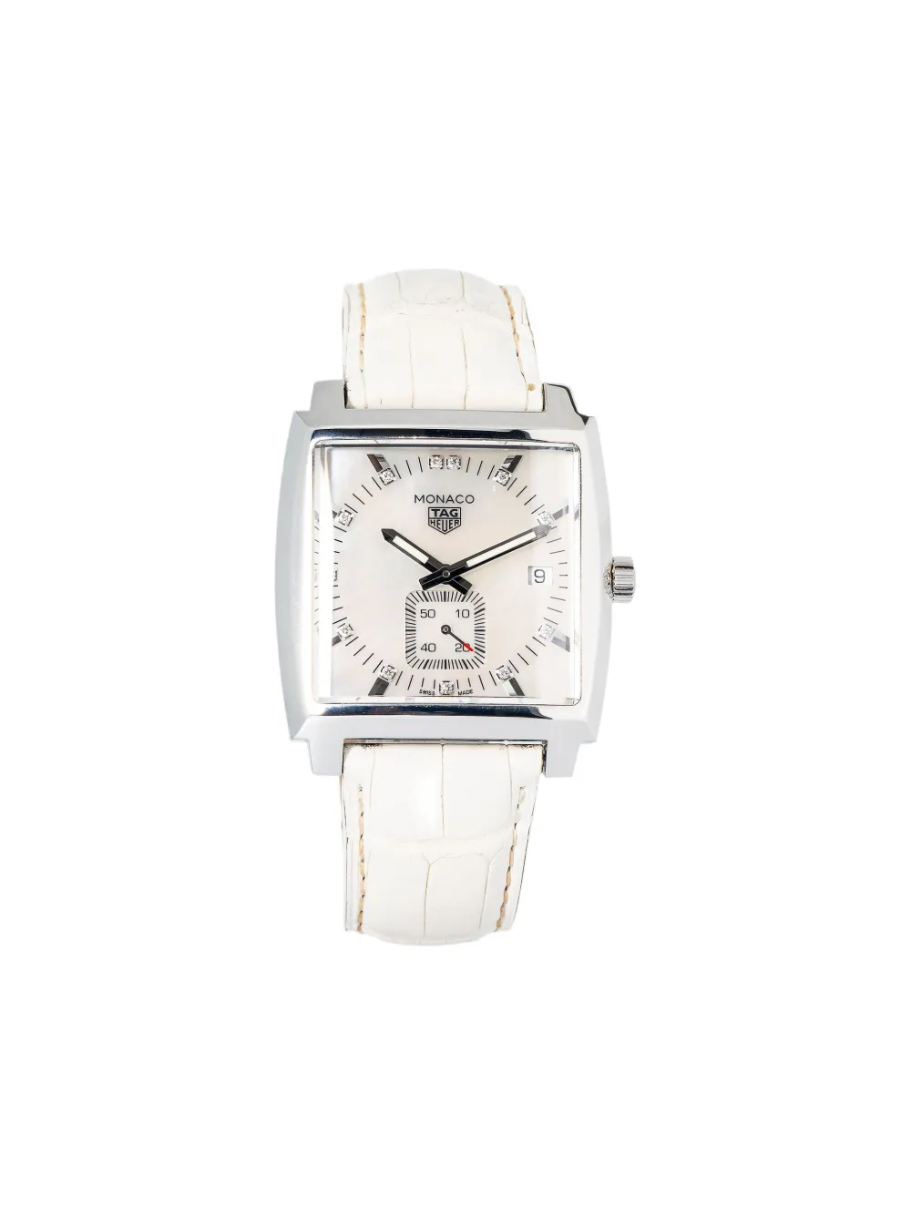 Pre-owned Tag Heuer Monaco 37mm In White
