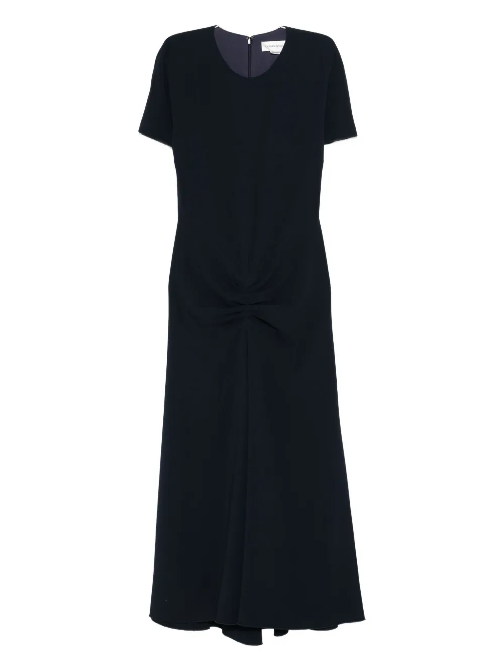 Victoria Beckham Short-sleeve Gathered Dress In Black