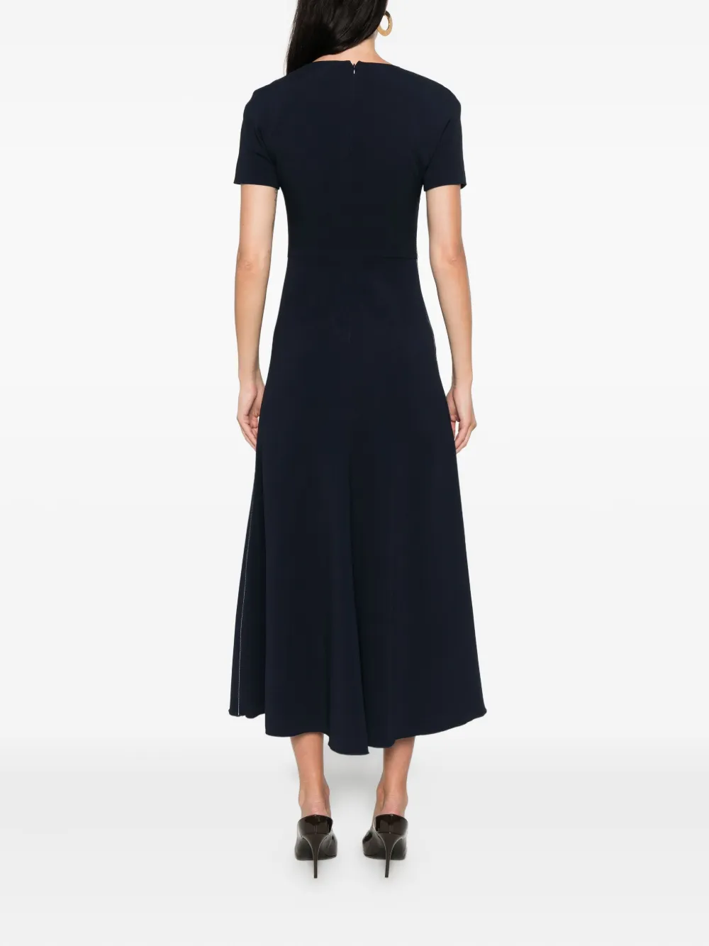 Victoria Beckham Short-sleeve Gathered Dress In Black