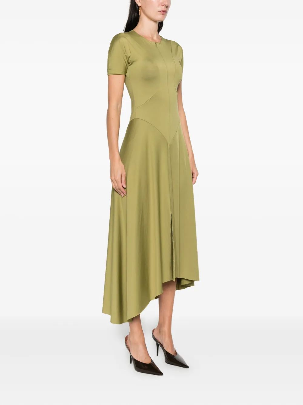 Victoria Beckham Zip Midi Dress In Green