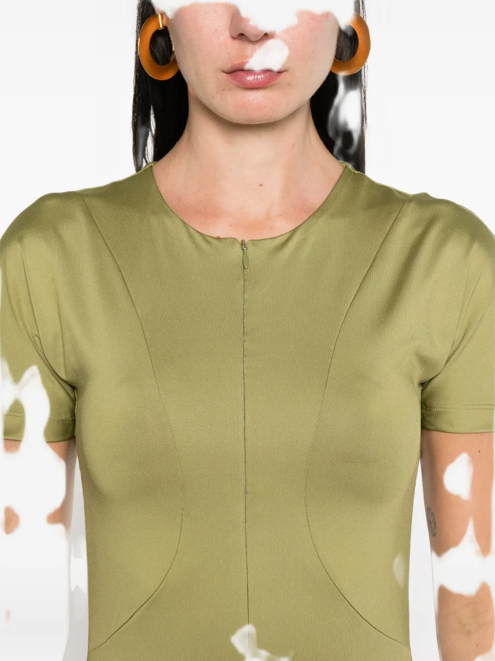Victoria Beckham Zip Midi Dress In Green