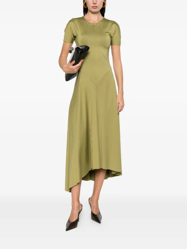 Victoria Beckham Women's Green Finch Zipped Front Midi Dress | Finchley | 10