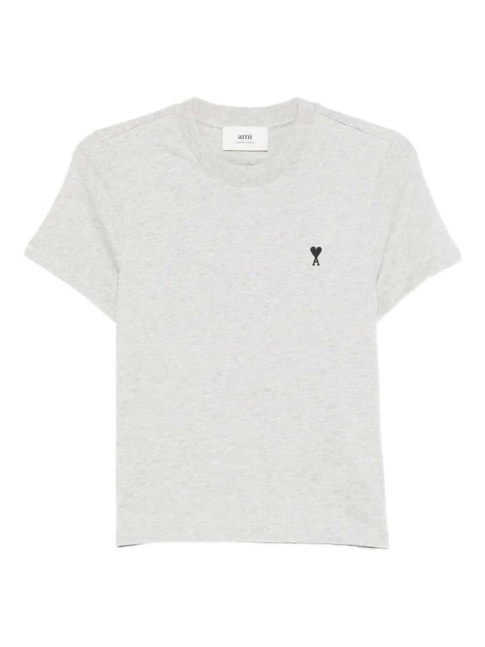 AMI Paris T-shirt in cotone con logo ricamato - Grigio