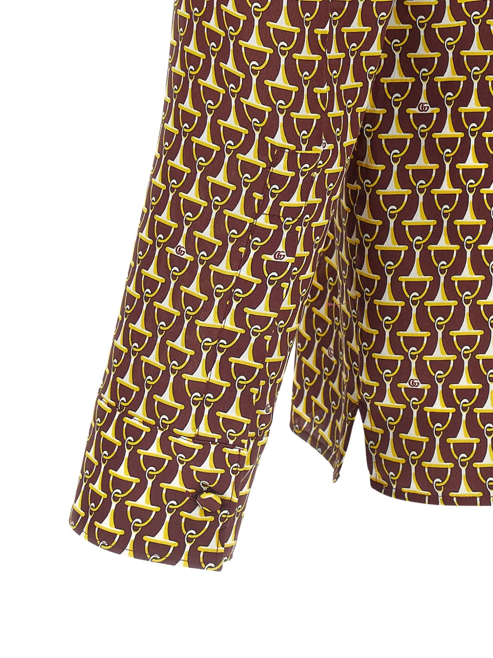 马衔扣印花真丝衬衫