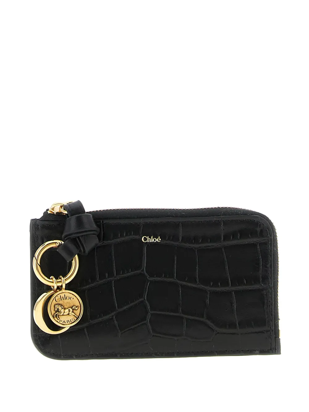 Chloé Alphabet crocodile-effect leather cardholder | Black | Image 1