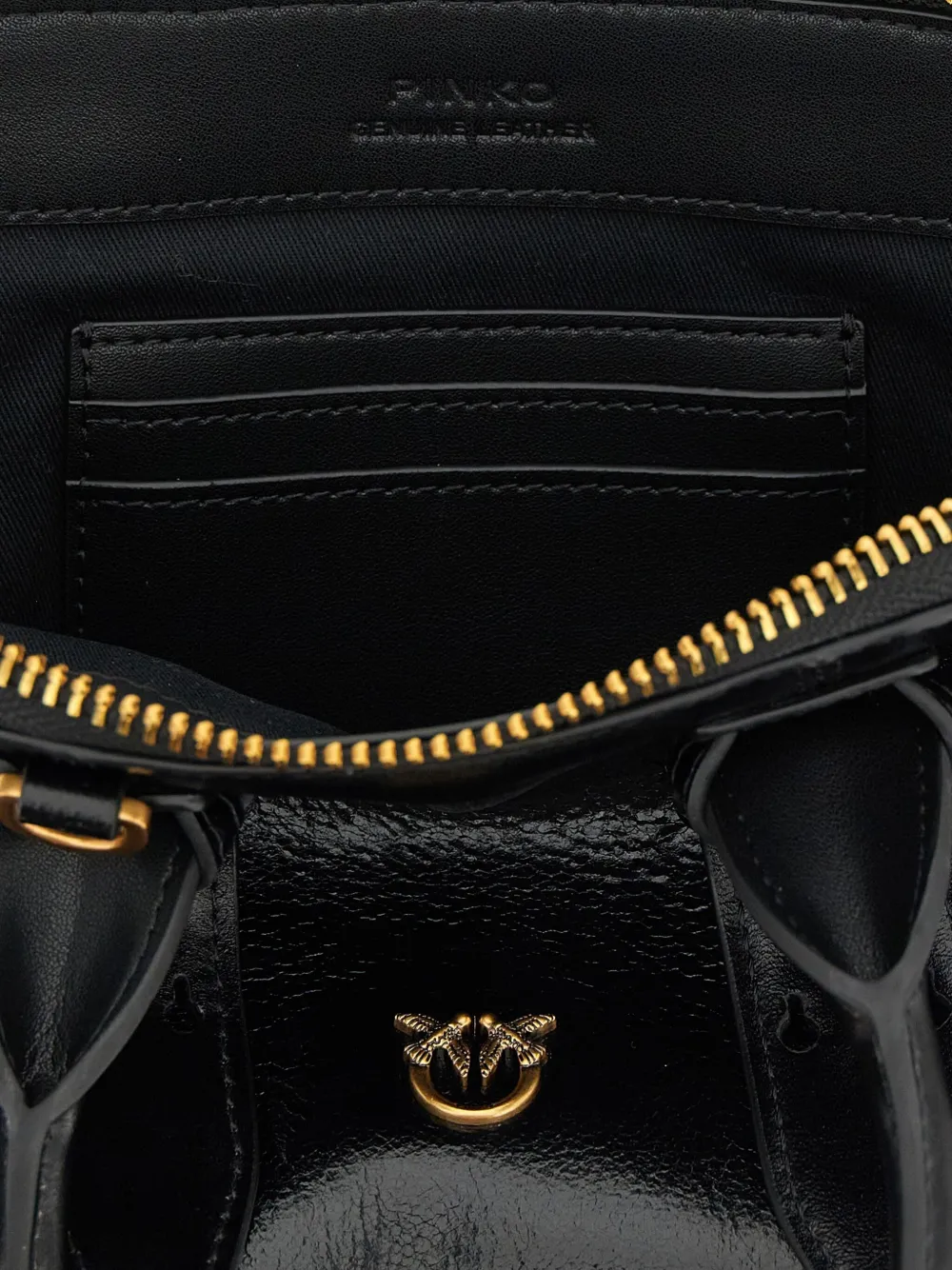 Pinko Adjustable Handle Love Birds Bowling Handbag In Black