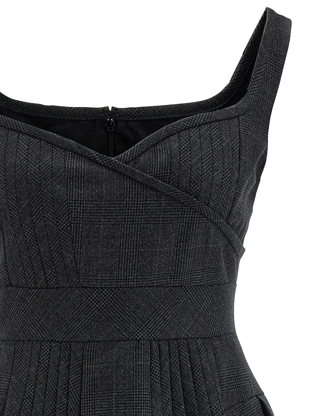 Giovanni Bedin Prince Of Wales Pleated Dress In Gray