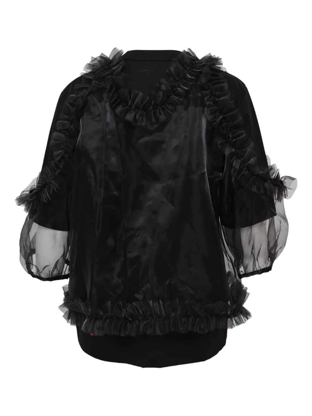Noir Kei Ninomiya ruffled organza tee - Zwart