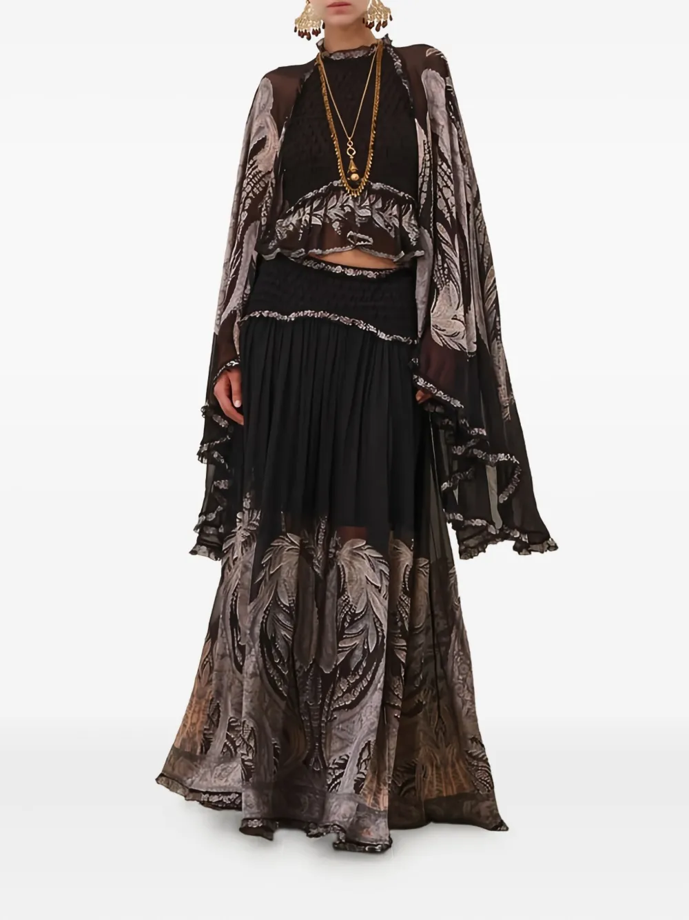 ZIMMERMANN ruffled-detail maxi skirt - Zwart