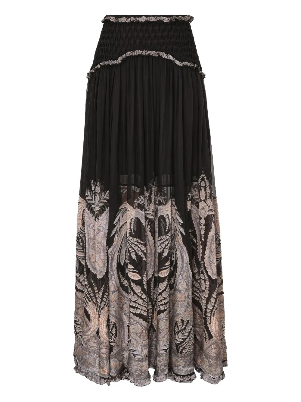 Zimmermann Ruffled-detail Maxi Skirt In Black