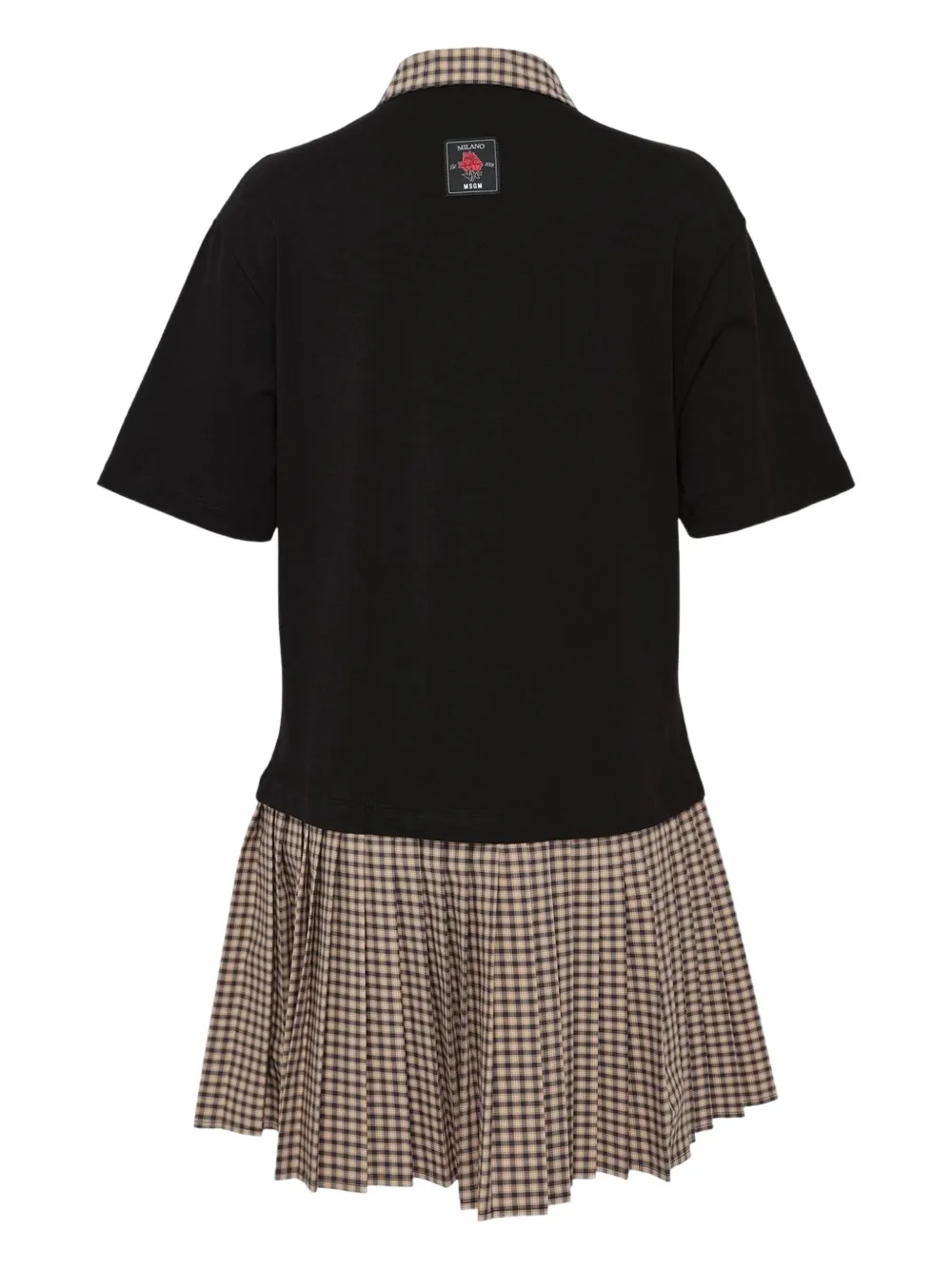 MSGM polo-collar check-pattern mini dress - Zwart