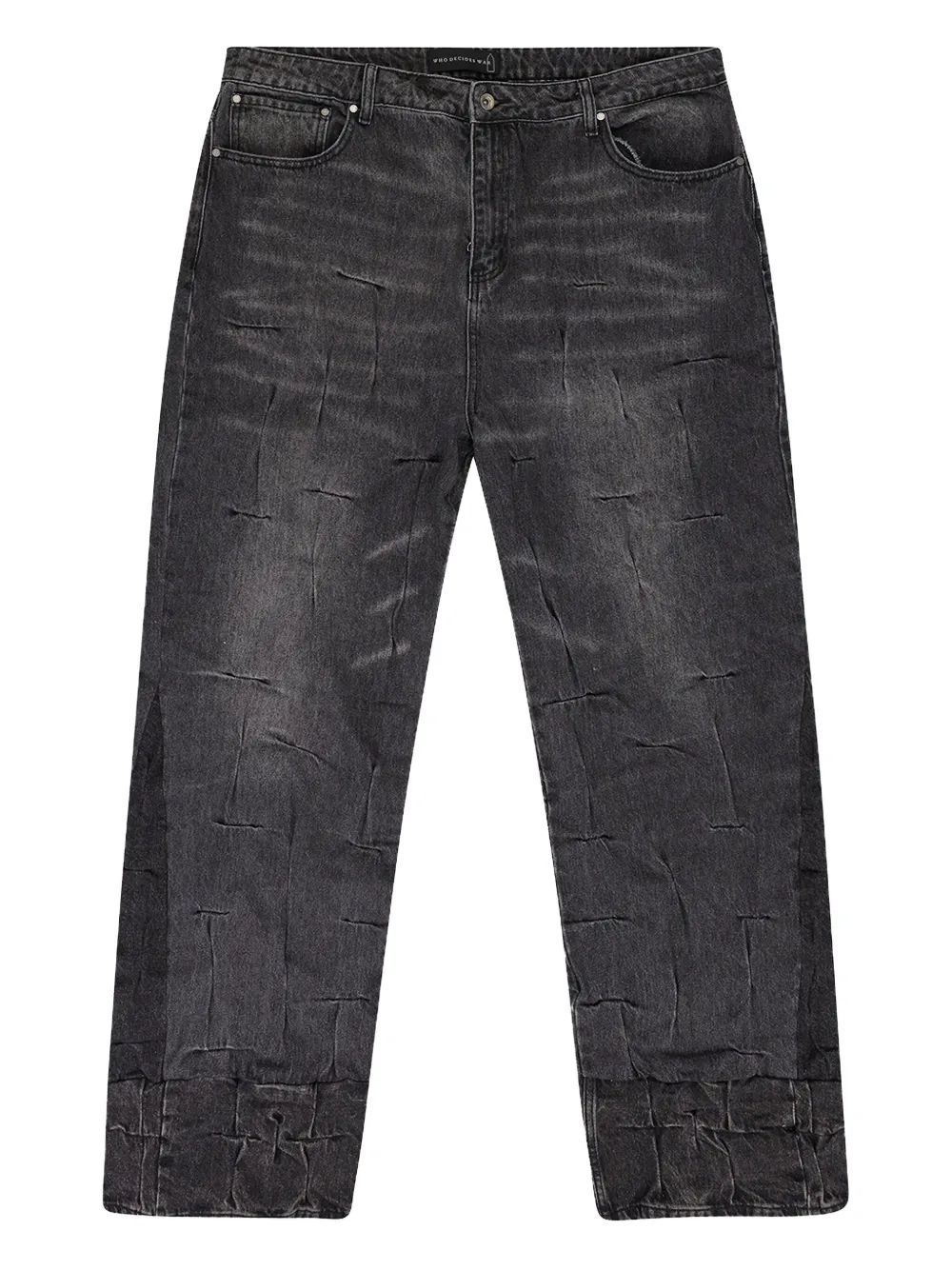 Who Decides War Gerade Jeans mit Raffungen - Grau