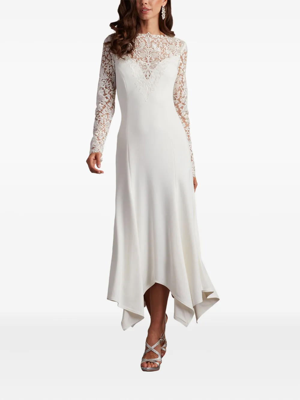 Tadashi Shoji Marzia Illusion lace long-sleeve dress - Wit