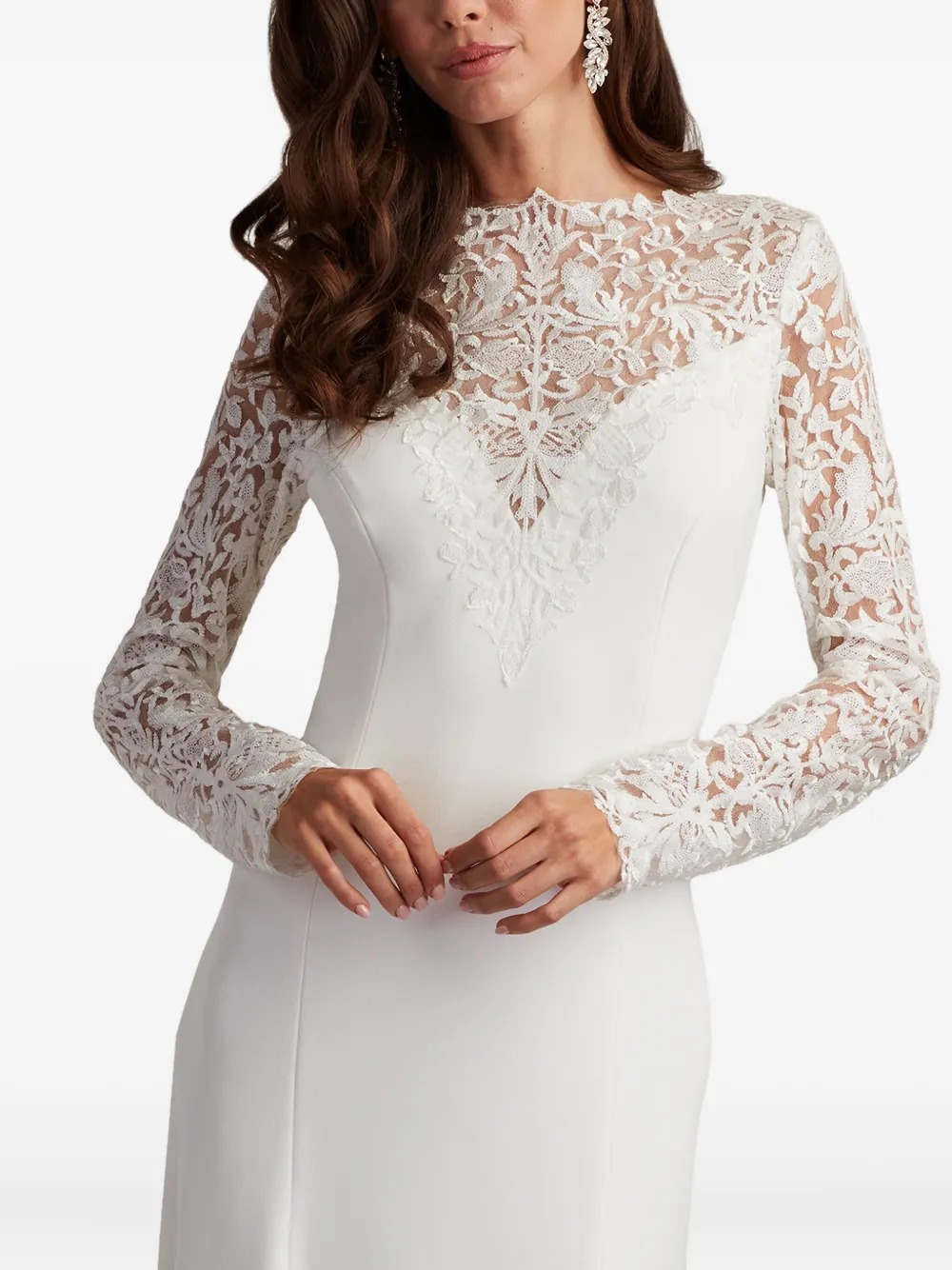 Tadashi Shoji Bos25329md Simple Long Sleeve Wedding Dress In White