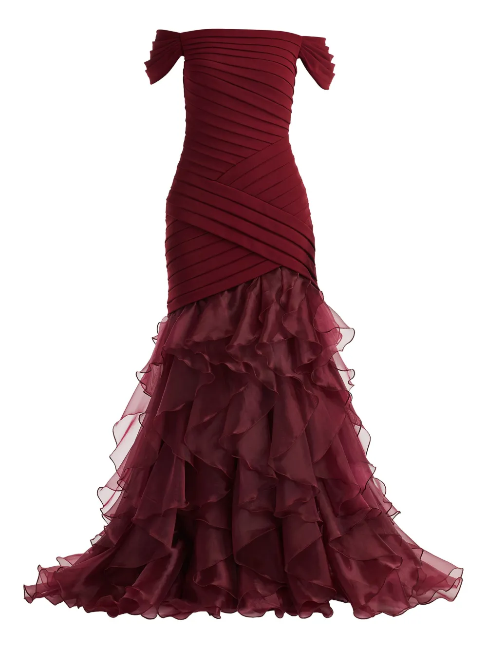 Tadashi Shoji ruffled off-shoulder maxi dress - Red
