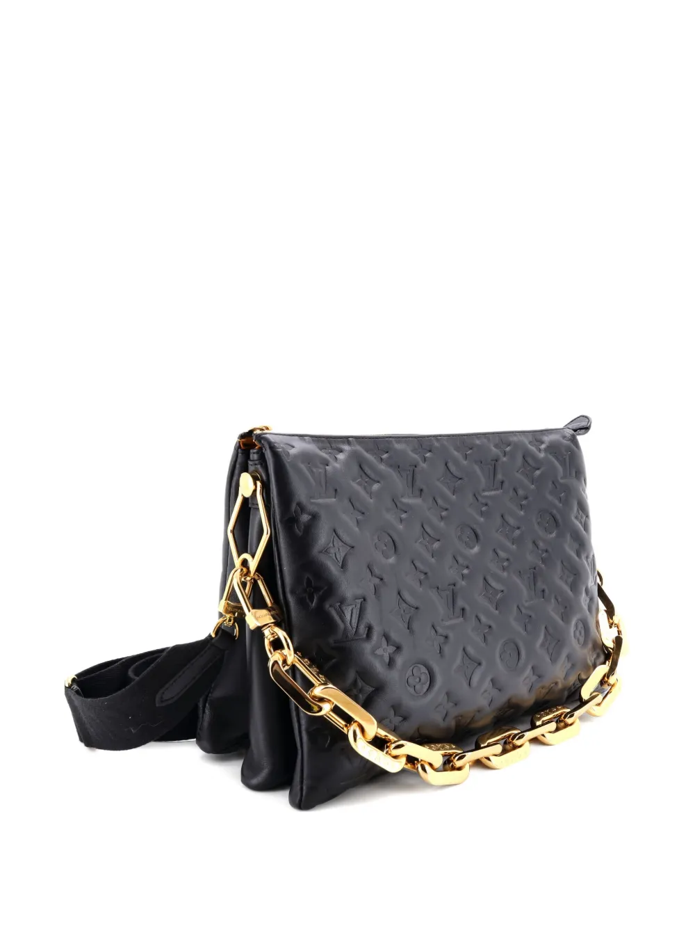 Pre-owned Louis Vuitton Coussin Bag Monogram Embossed Lambskin Mm Crossbody Bag In Black