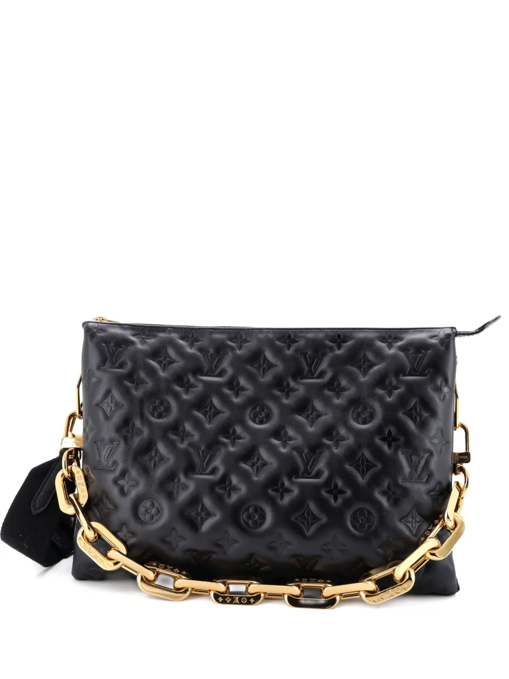 Pre-owned Louis Vuitton Coussin Bag Monogram Embossed Lambskin Mm Crossbody Bag In Black