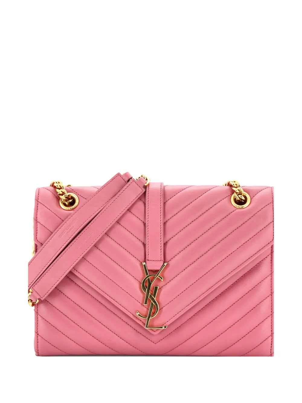Saint Laurent Pre-Owned Classic Monogram Envelope Satchel Matelasse Chevron Leather Medium shoulder bag | Pink | Image 1