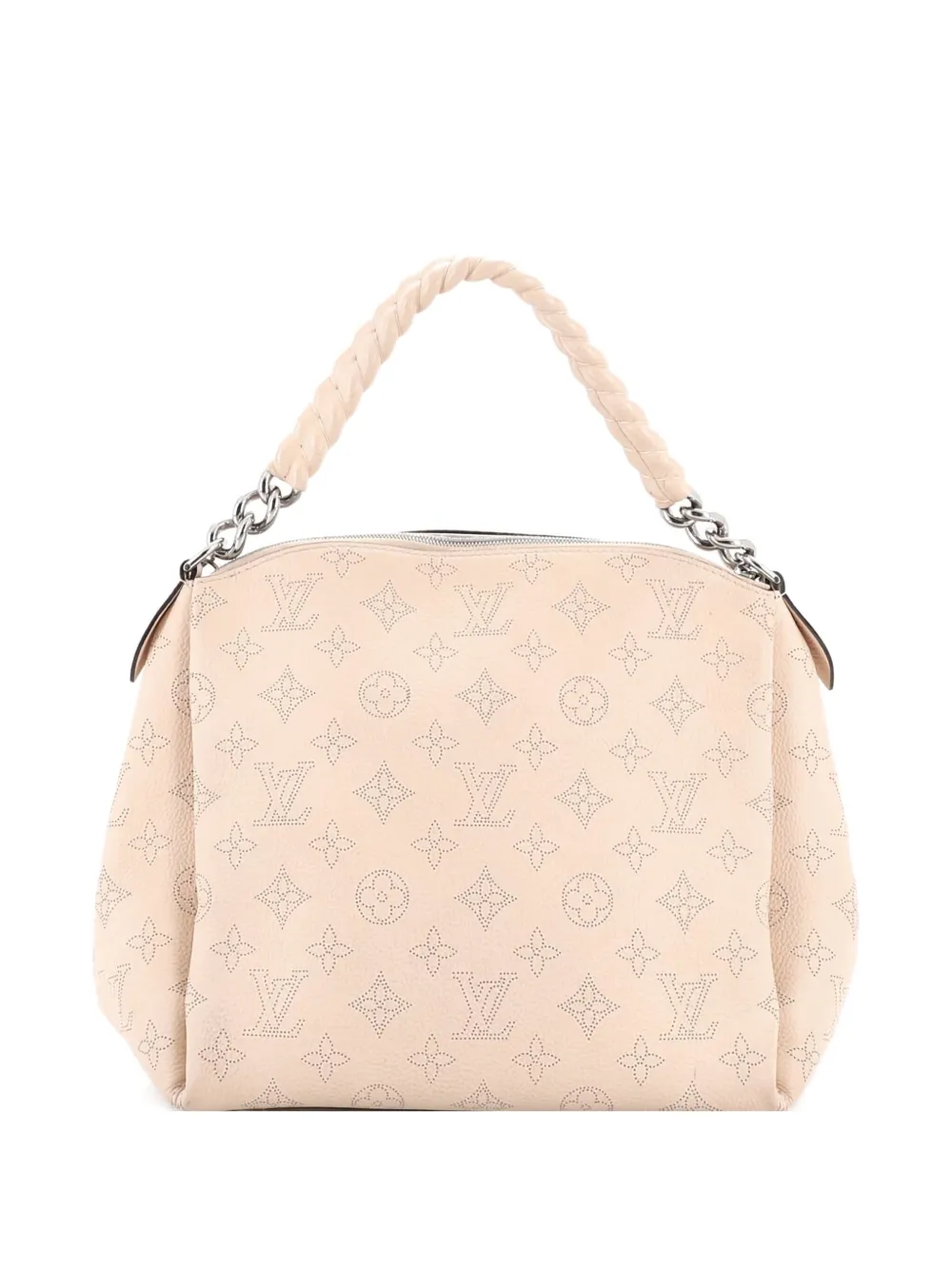 Pre-owned Louis Vuitton Babylone Handbag Mahina Leather Bb Hobo Bag In Neutral