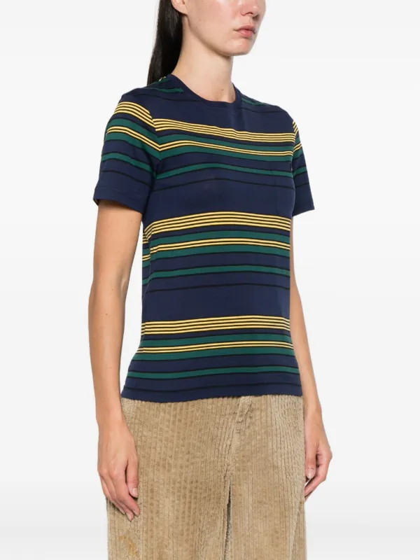 Miu Miu Striped Pocket Top | Blue | FARFETCH RO