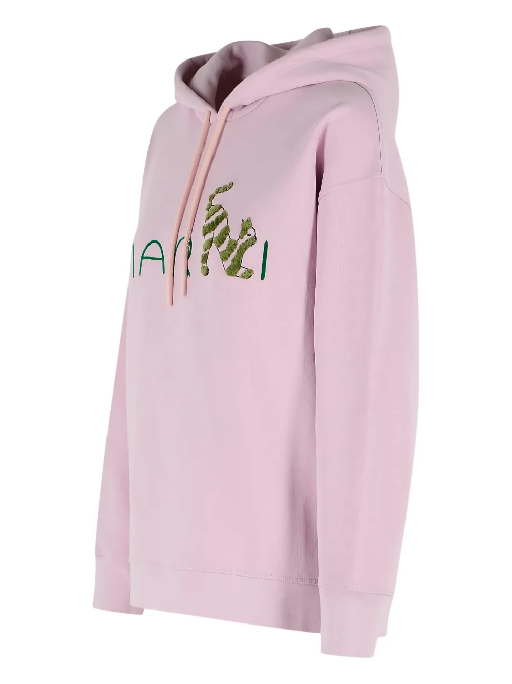 Marni Hooded Long Sleeve Cotton Sweatshirt In Pink