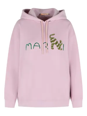 MARNI ホワイト ピンク フード付きパーカー MARNI (マルニ) 総ロゴ プルオーバー パーカー MAFUMU0073P7 ブランド