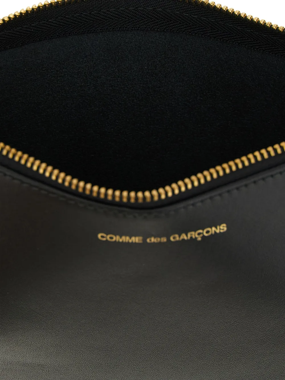 Comme Des Garçons Embossed Logo Zip Wallet In Brown