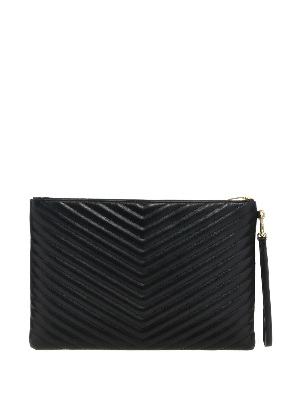 Saint Laurent Cassandre chevron-quilted clutch bag - Zwart