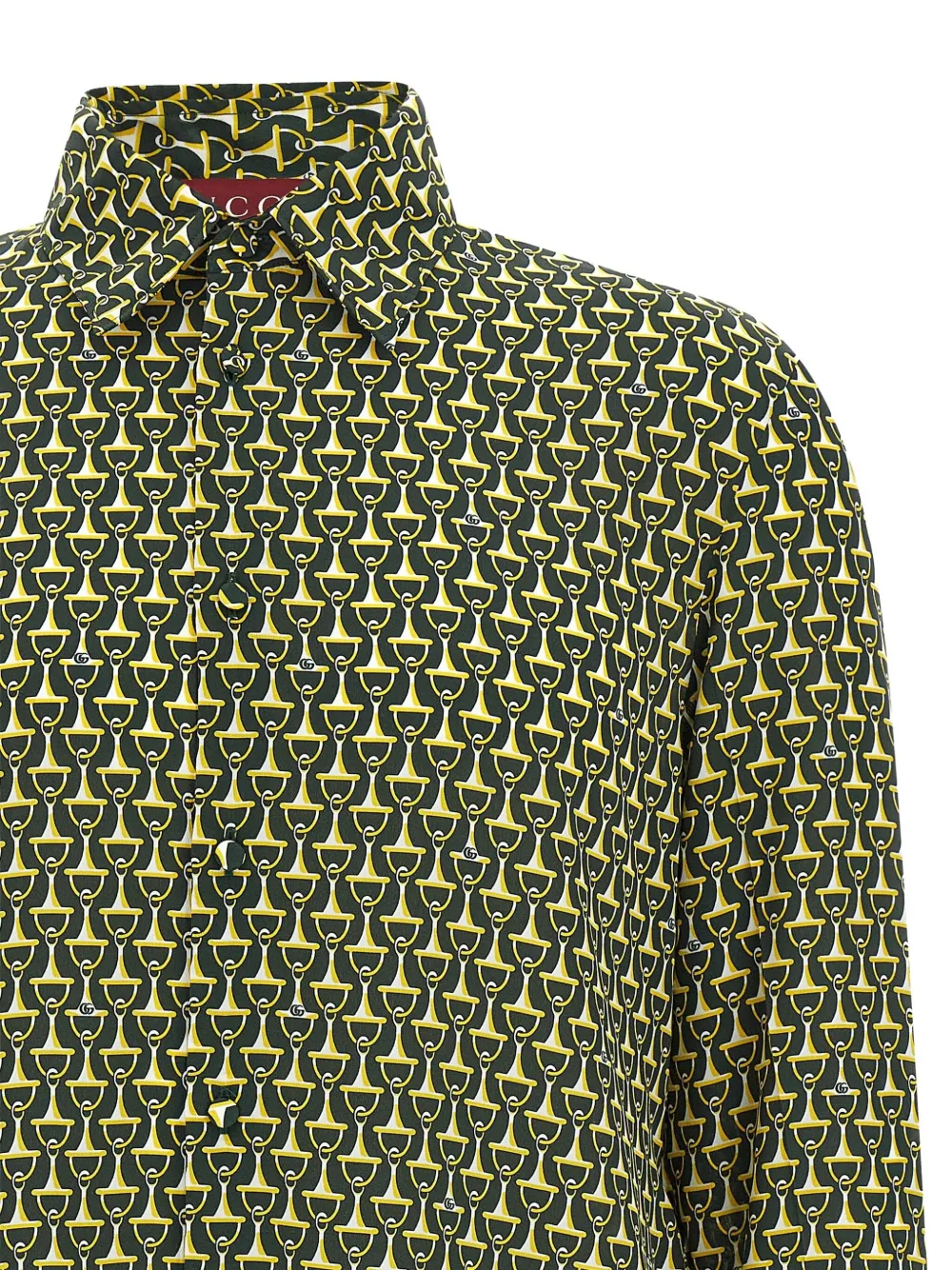Gucci Allover Print Long Sleeve Horsebit Shirt In Yellow