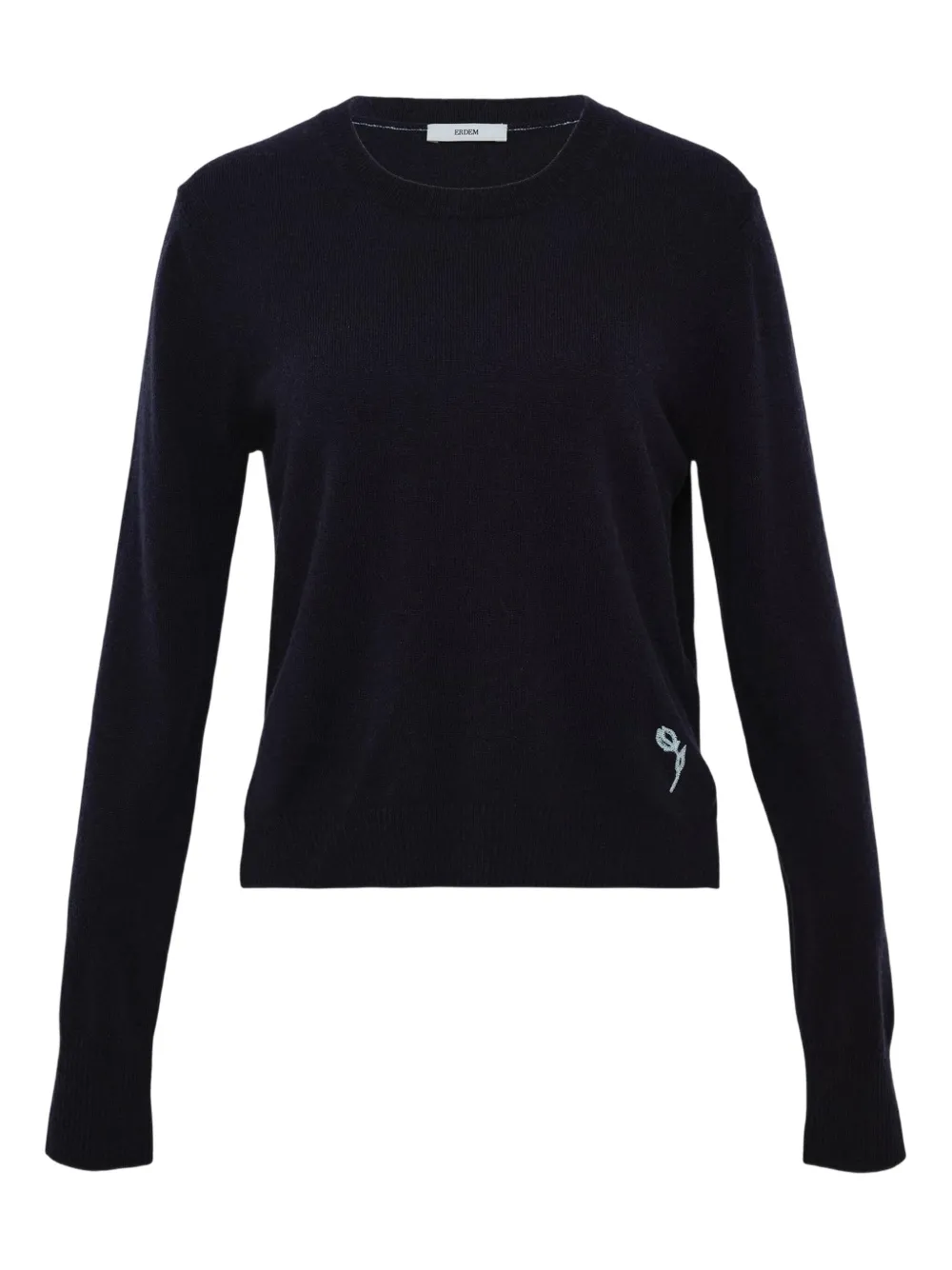 Erdem Crew-neck Embroidered-detail Sweatshirt In Blue