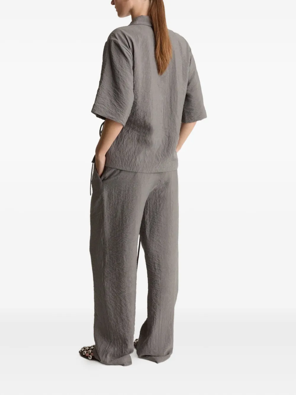 Lee Mathews Maggie Tie-waist Top In Gray