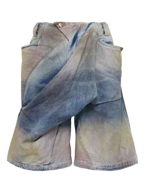 NAMESAKE Natron cross-panel denim shorts