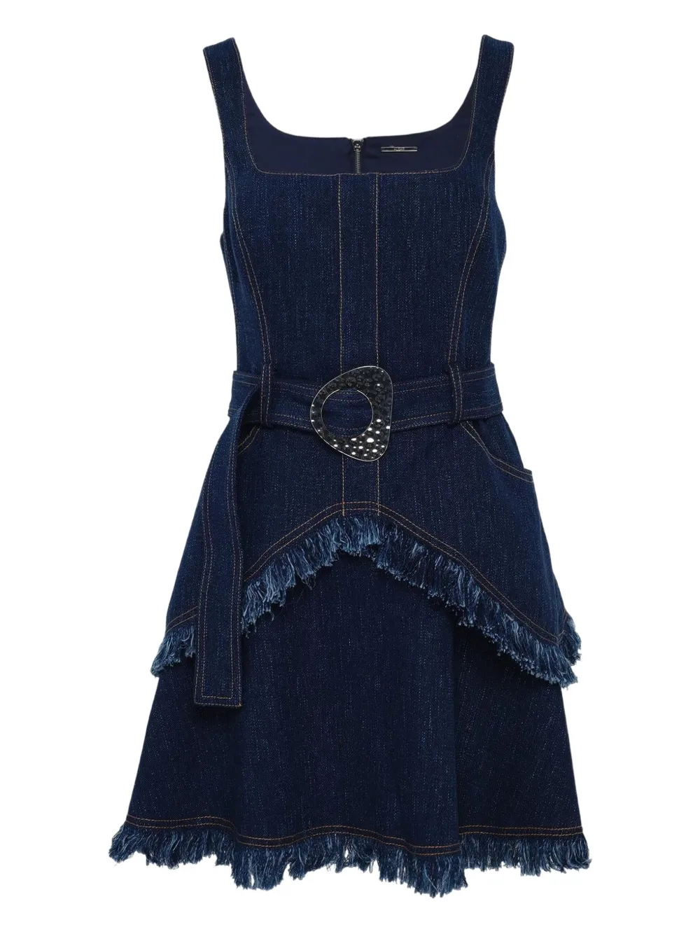 Alexis Macey fringed belted mini dress - Blu