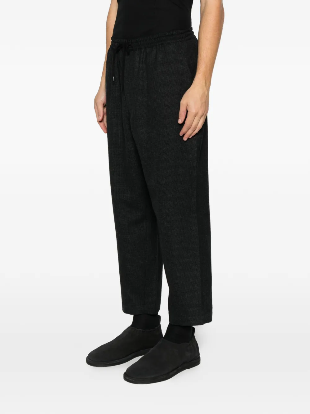 Comme des Garçons Homme Wollen broek met pied-de-poule print Zwart