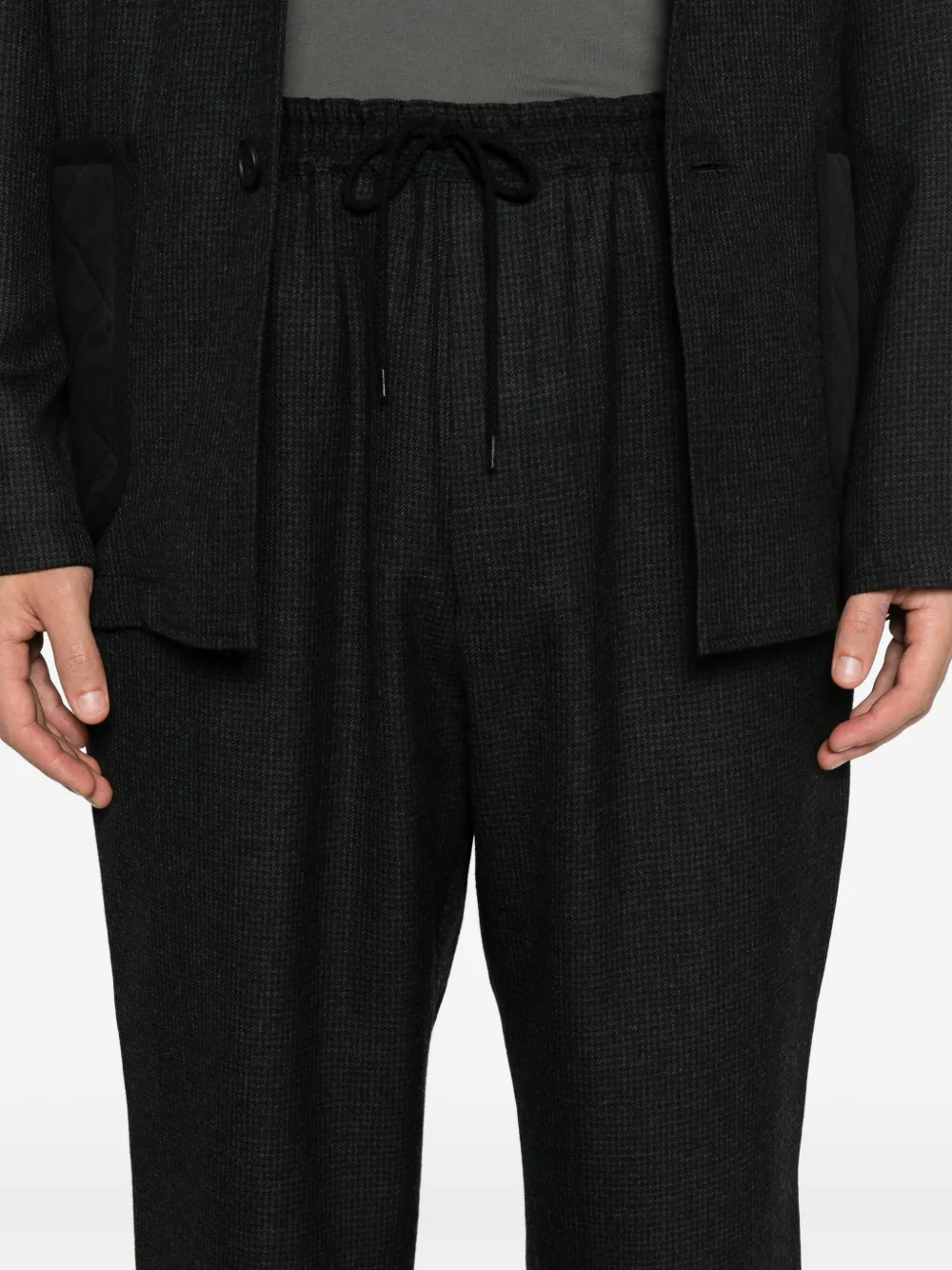 Comme des Garçons Homme Wollen broek met pied-de-poule print Zwart