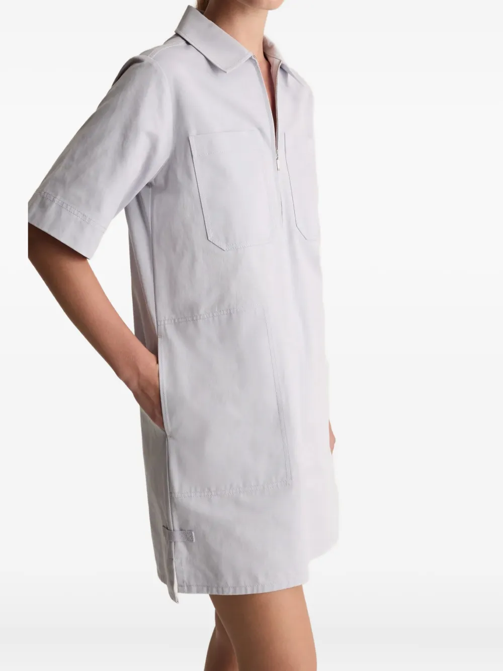 Lee Mathews patch-pocket half-zip mini dress - Blauw