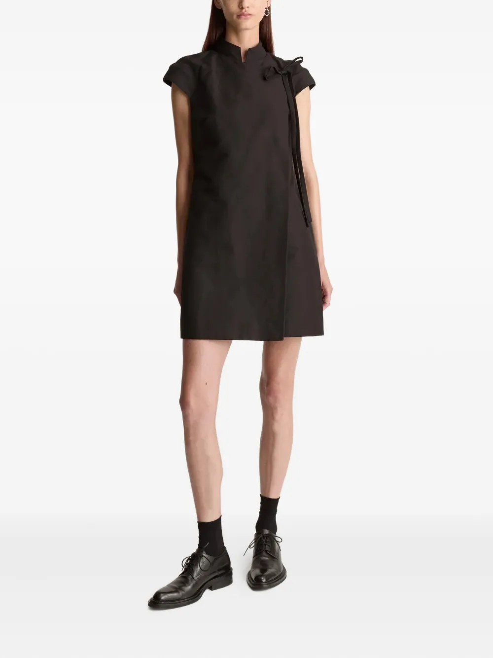 Lee Mathews Alberta tie-detail mini dress - Zwart