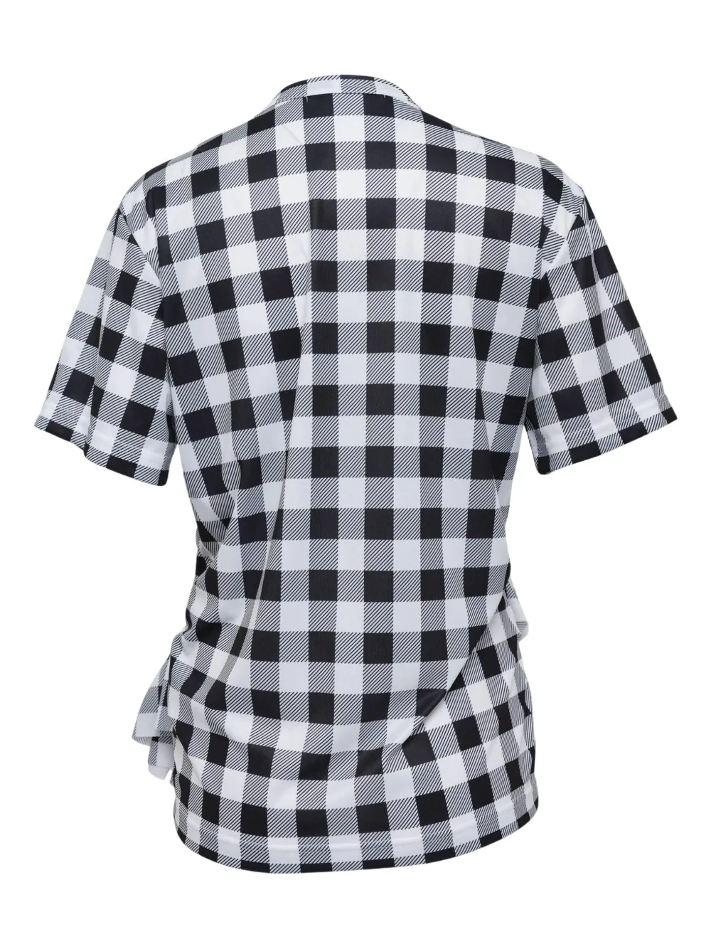 Comme Des Garçons Gingham-pattern Ruffle-detail T-shirt In White