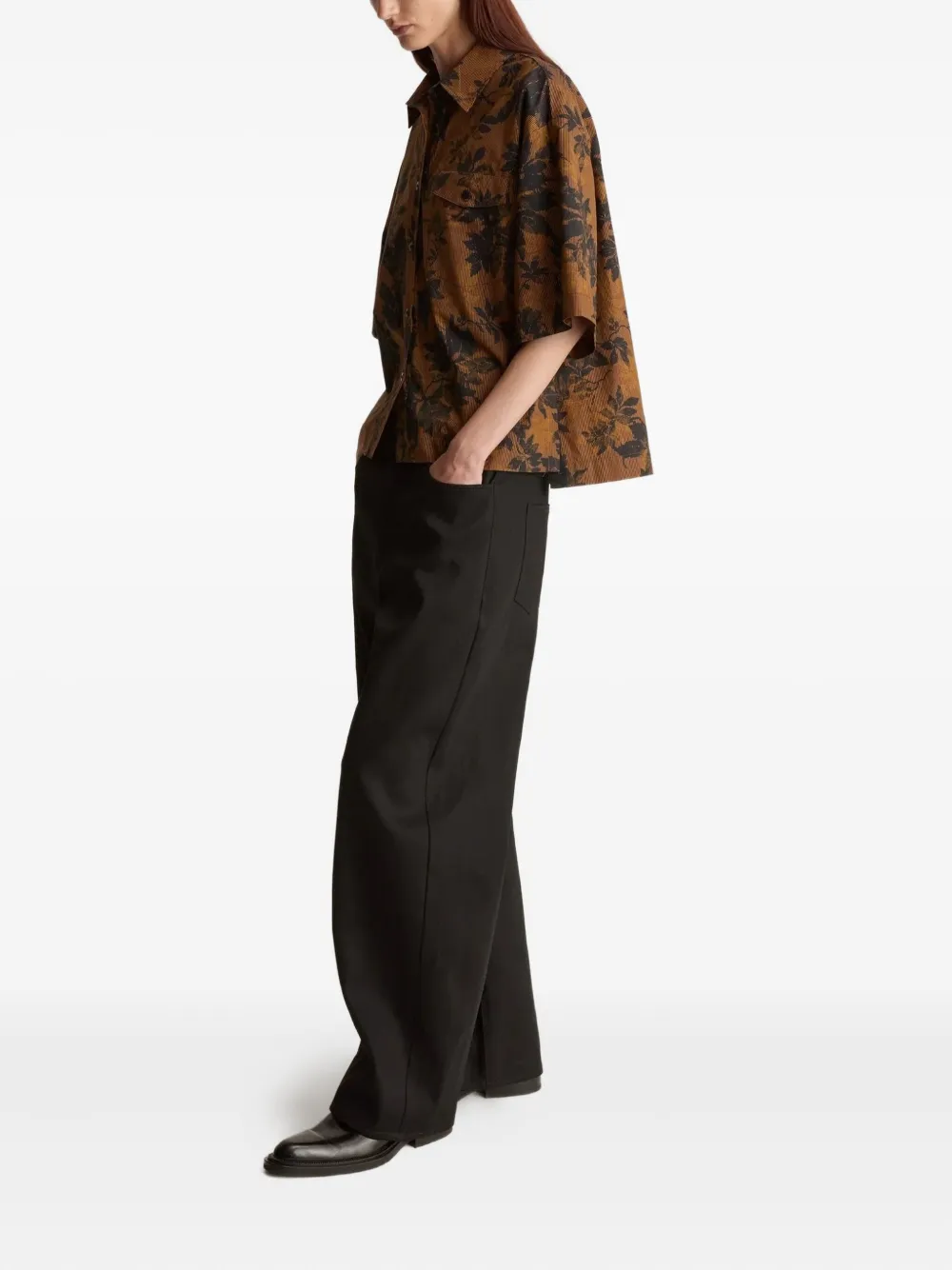 Lee Mathews Ivy Floral-pattern Shirt In Brown