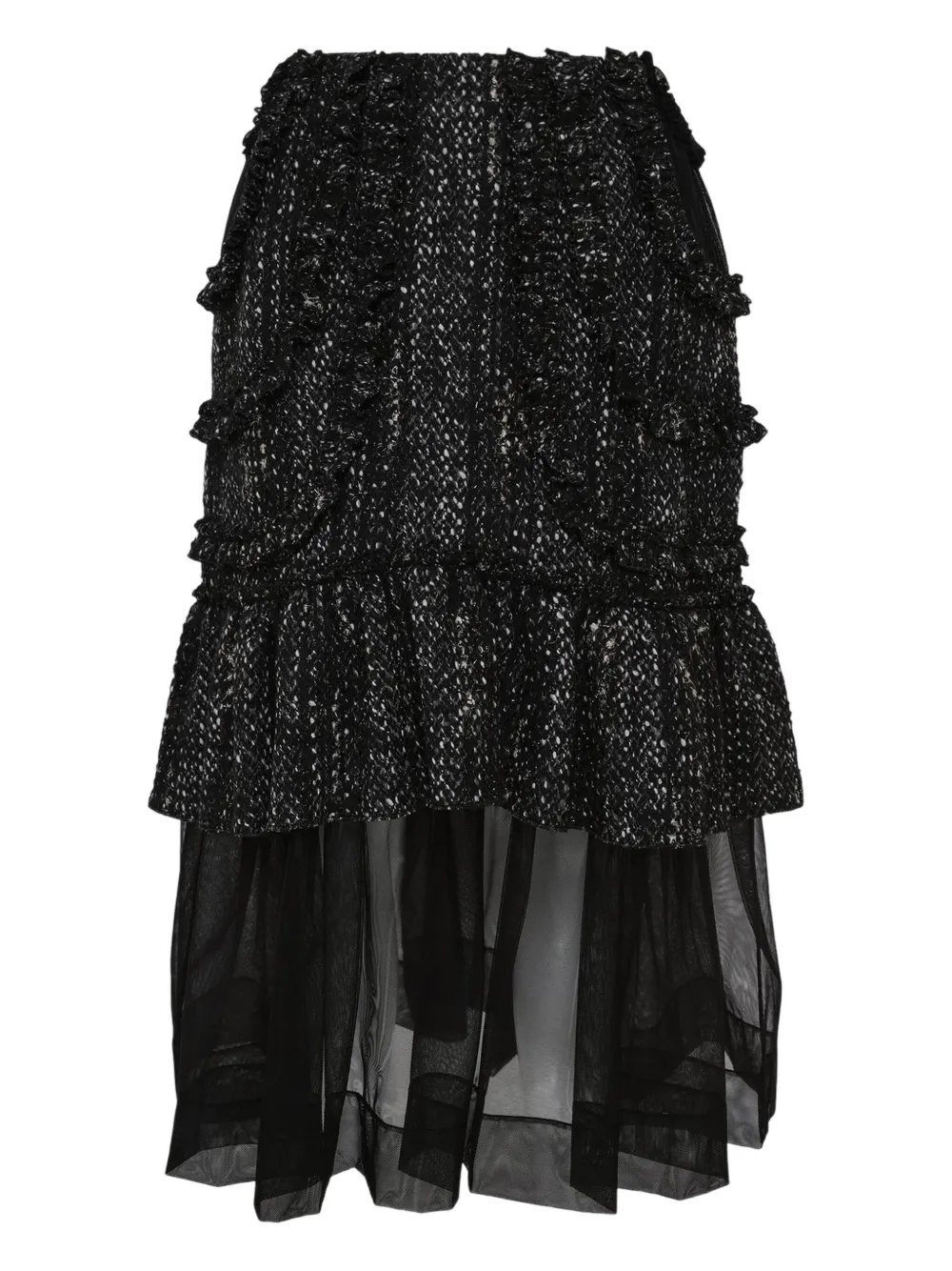 Simone Rocha Multi-frill Patchwork Midi Skirt In Black