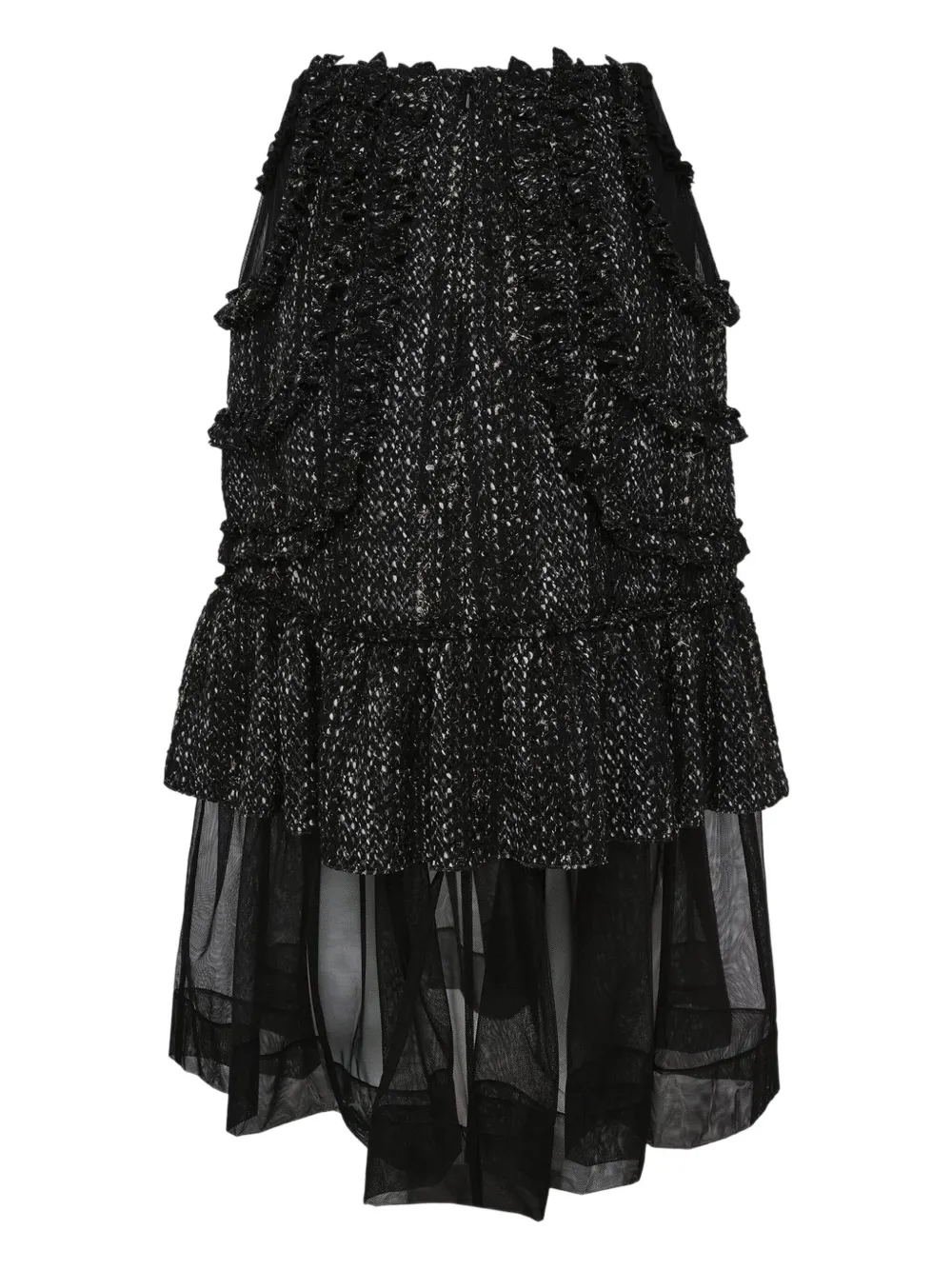 Simone Rocha Multi-frill Patchwork Midi Skirt In Black