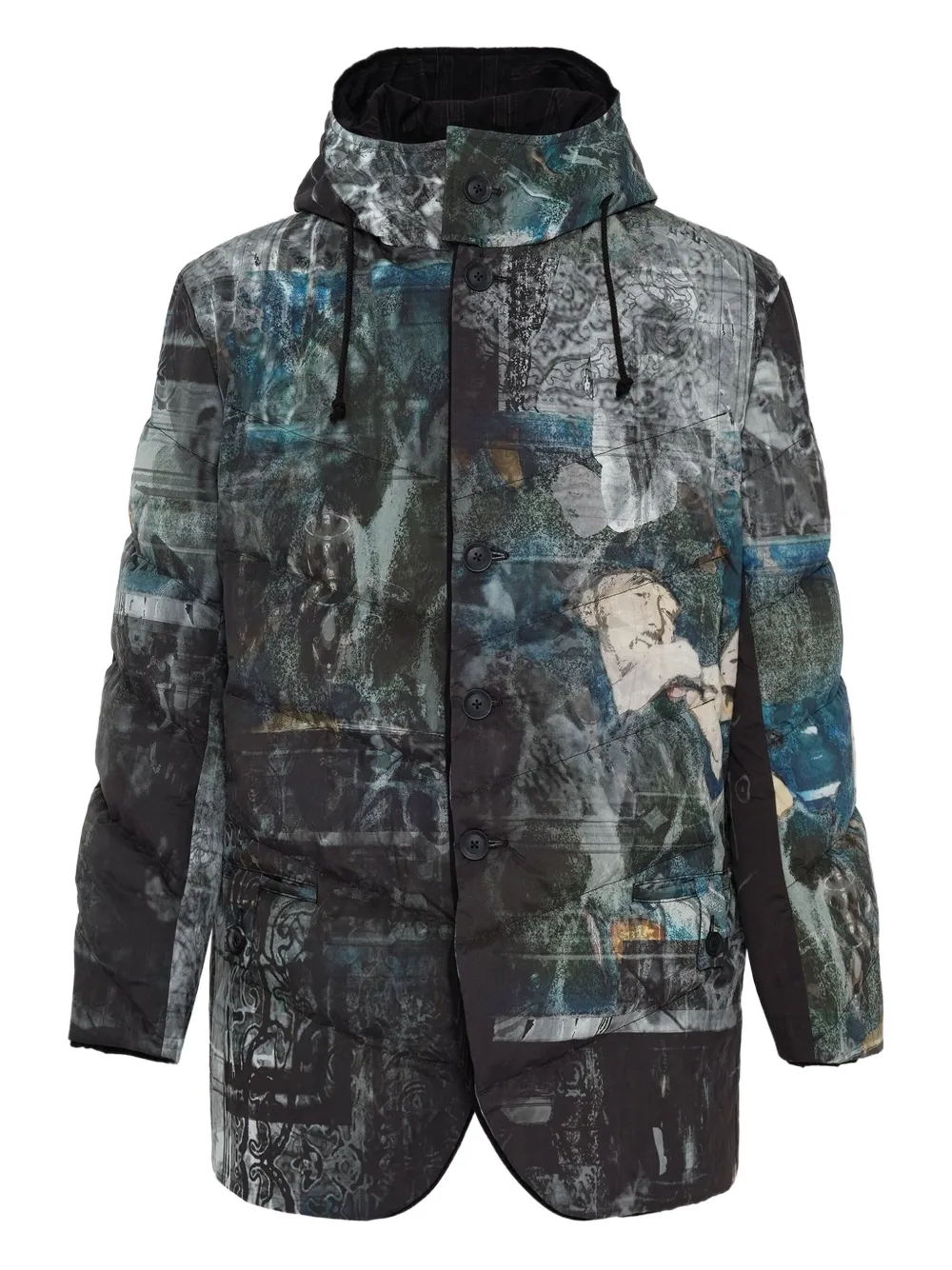 Yohji Yamamoto Graphic-print Padded Jacket In Multi