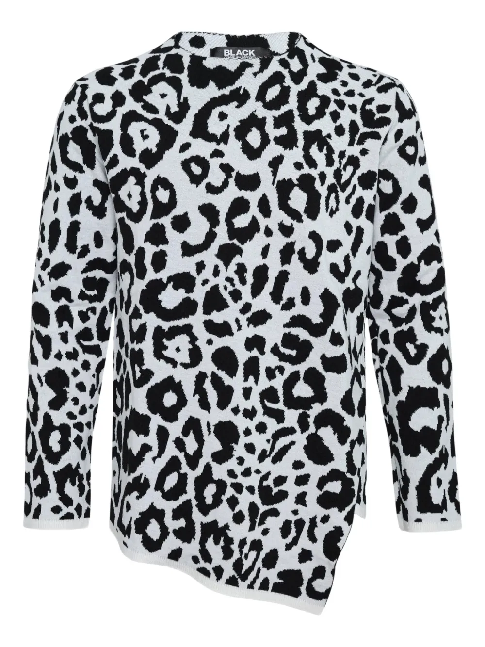 Black Comme Des Garçons Leopard-pattern Knit Sweater In Multi