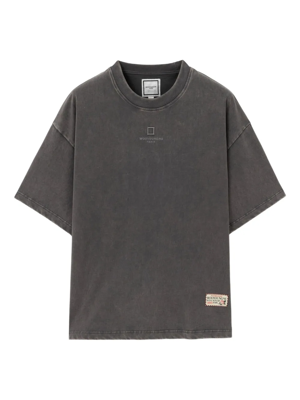Wooyoungmi playera con bordado cuadrado | gris | Image 1