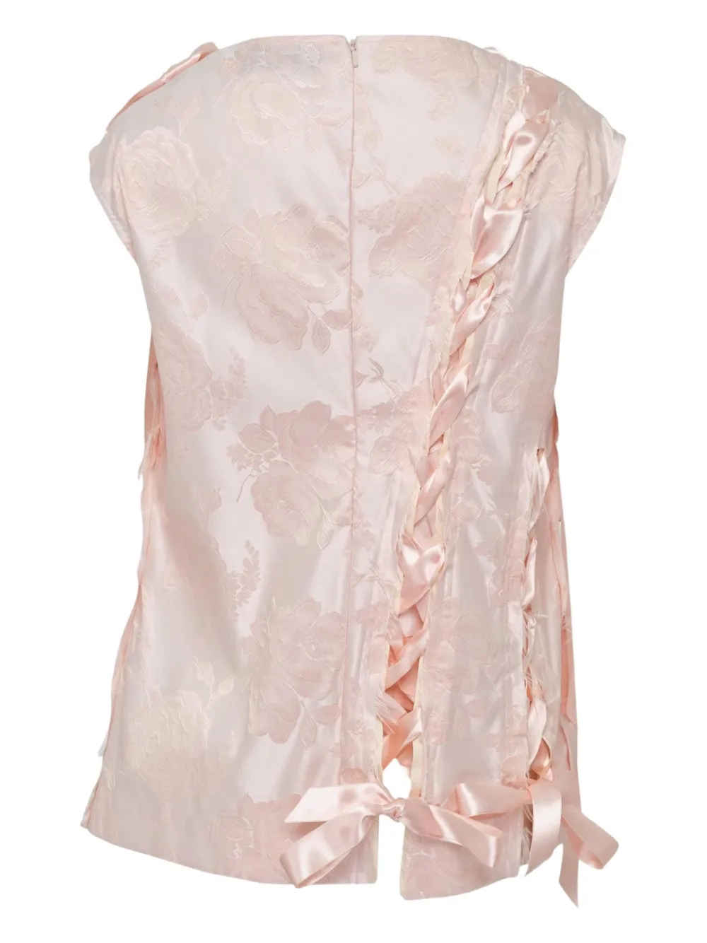 Simone Rocha ribbon brocade unraveling top - Roze