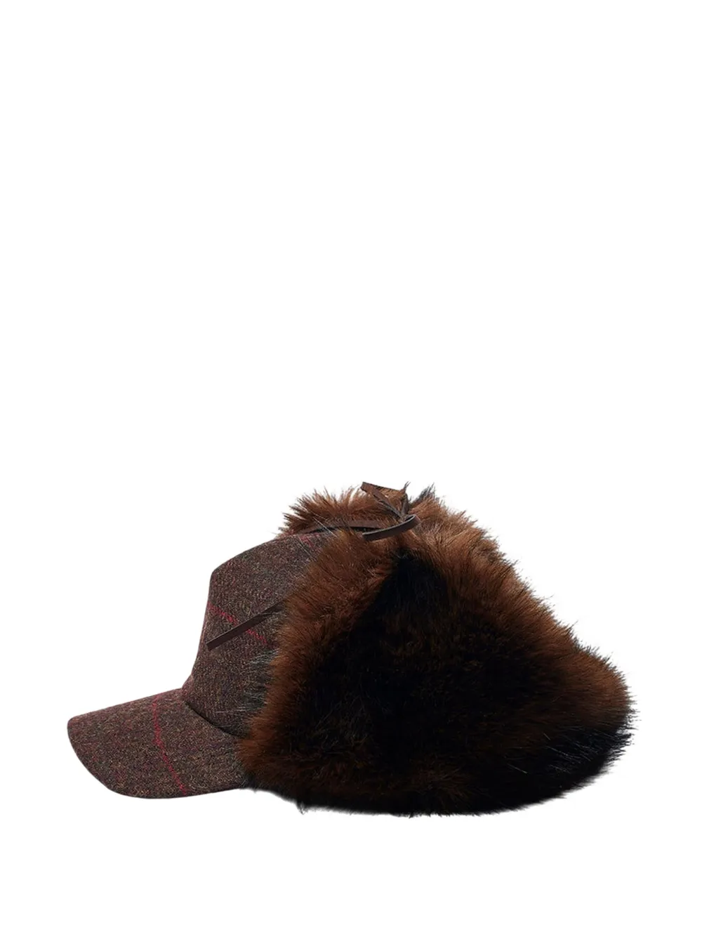 Open Yy Faux-fur Baseball Cap In Brown
