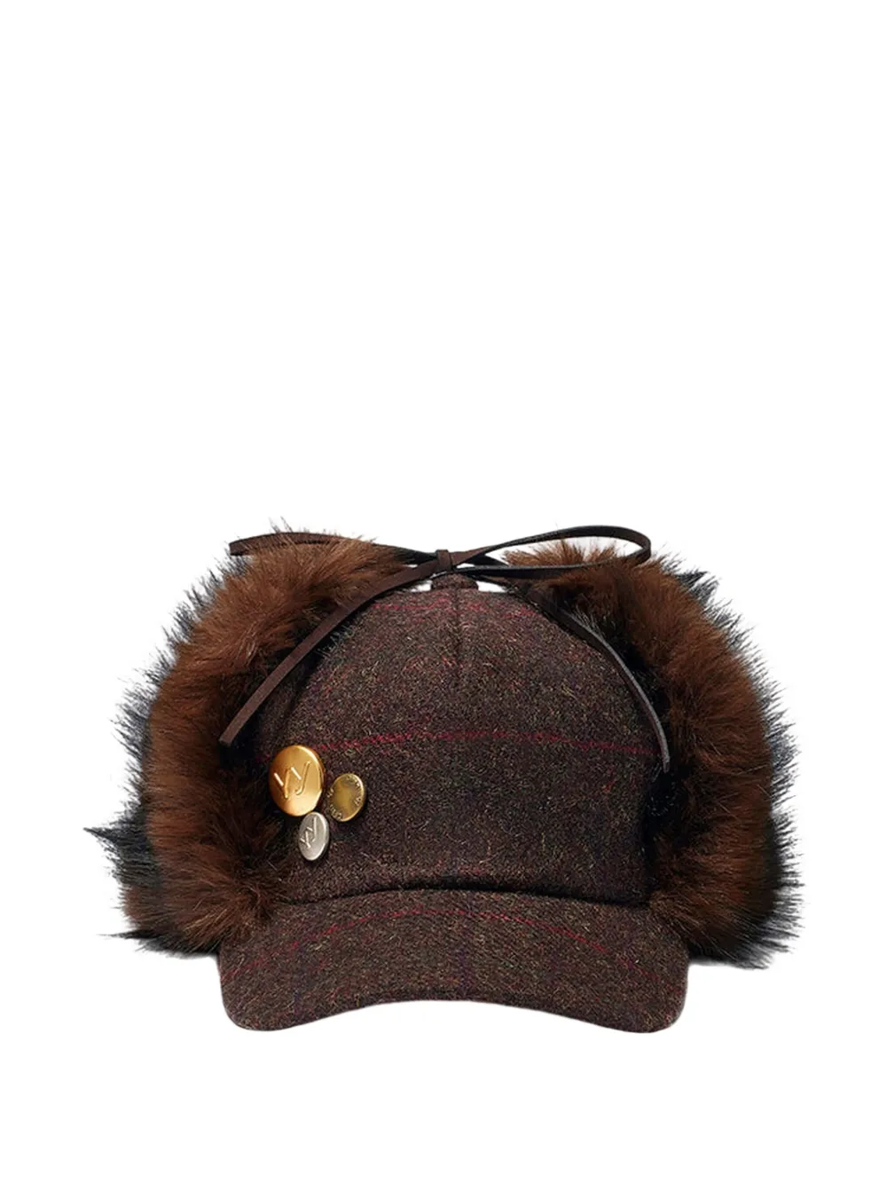 Open Yy Faux-fur Baseball Cap In Brown