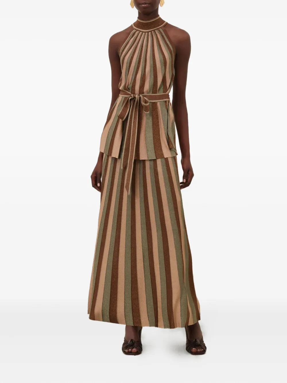 ZIMMERMANN Hypnotic striped midi skirt - Bruin
