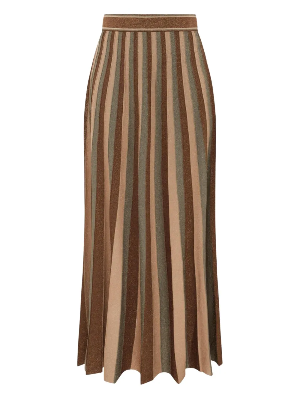 Zimmermann Hypnotic Striped Midi Skirt In Brown